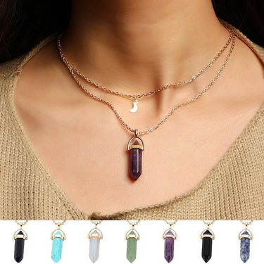 Natural Healing Stone Moon Necklace-Your Soul Place